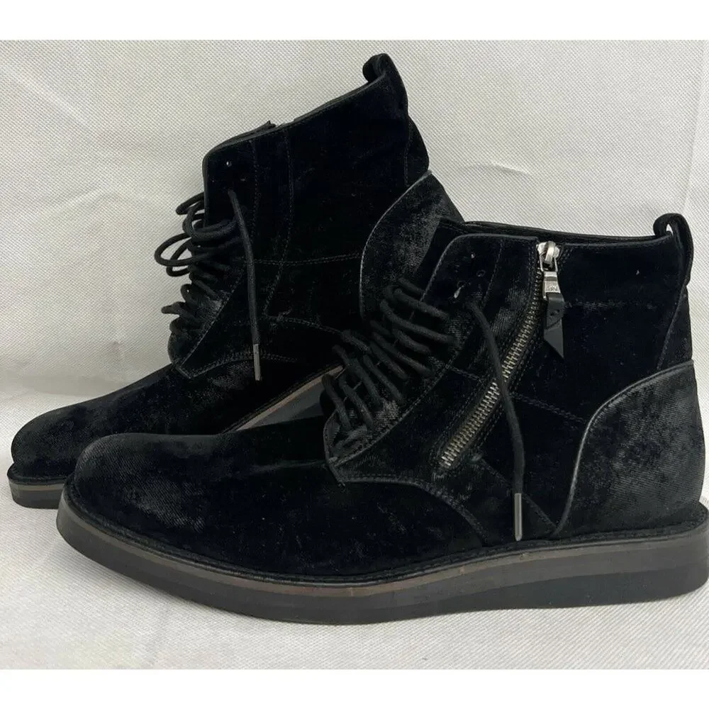 NEW MENS SZ 11 JOHN VARVATOS BARRETT SIDE ZIP BOOT SOFT VELVET SHEEN ANKLE